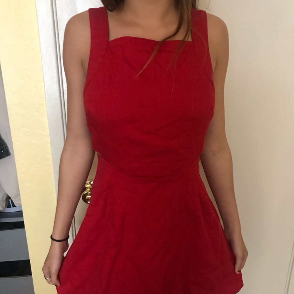 Mini red zip in the back dress